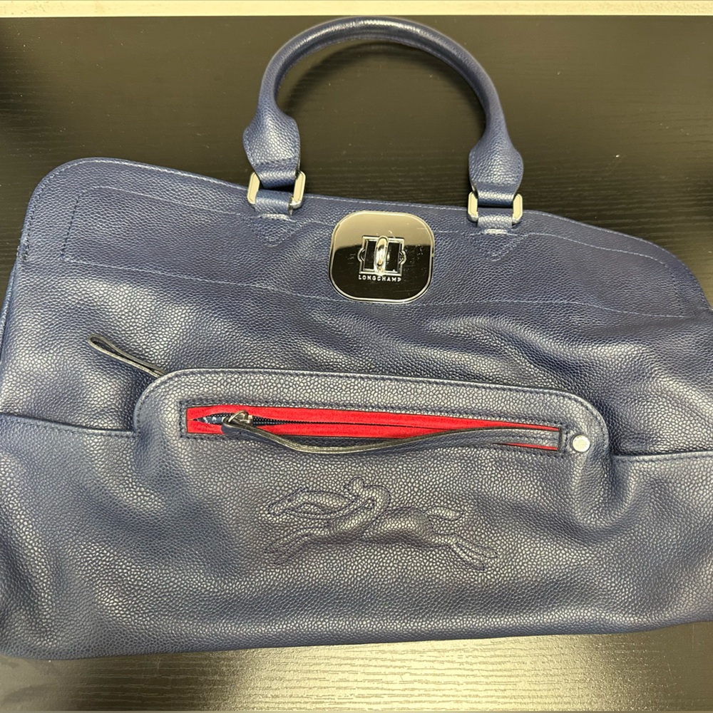 Longchamp Navy Blue Leather Bag